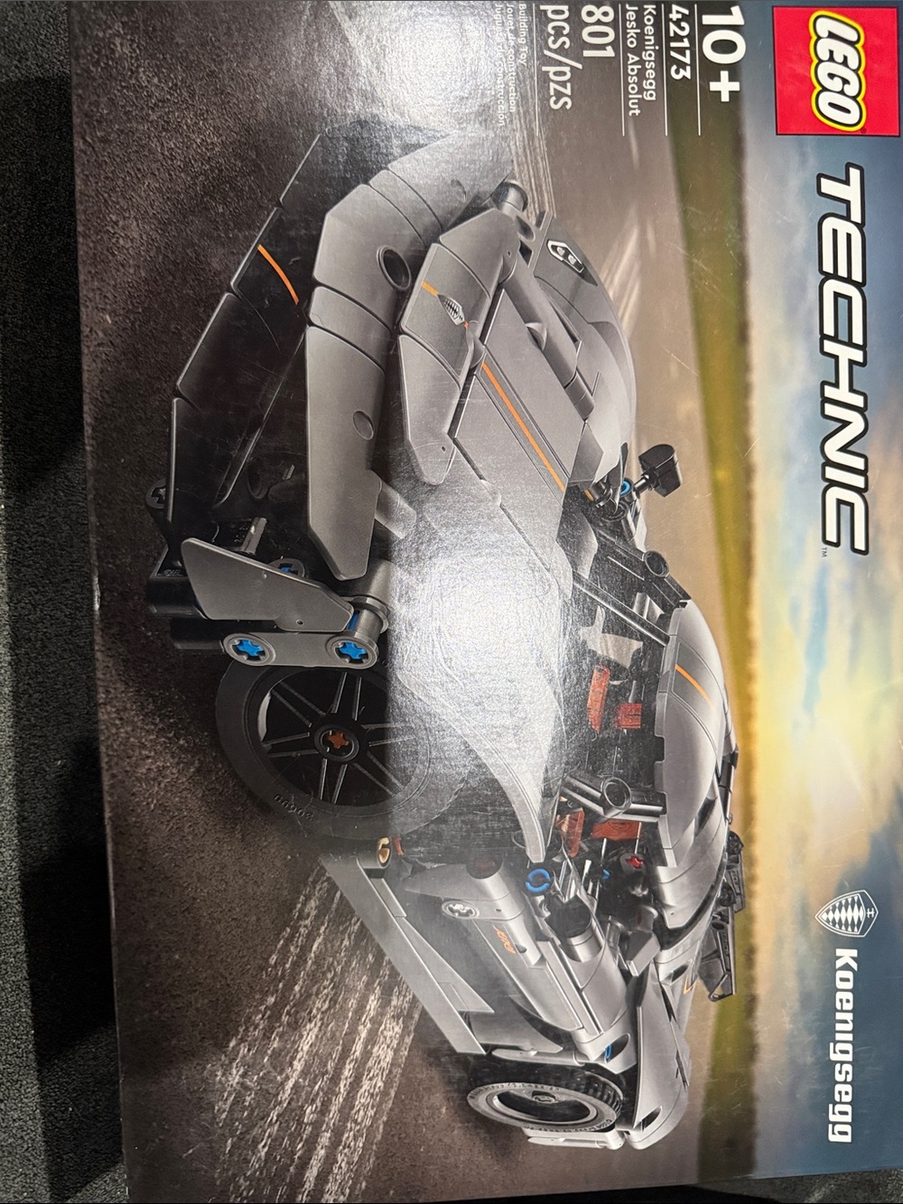 Lego Technic Gray Supercar with Orange Stripes
